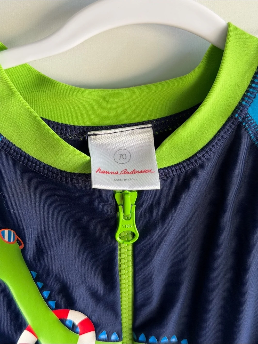 Hanna Andersson Dino Short Sleeve One-Piece Swimsuit size 6-12m